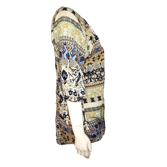 One World Live Let Live Top Womens Size L Large Multicolored Gold Detail New - Picture 7 of 10
